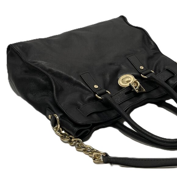 MICHAEL KORS Handbag Soft Black Leather Gold Locket Chain 2-Way *EUC* FABULOUS!! - Picture 5 of 15